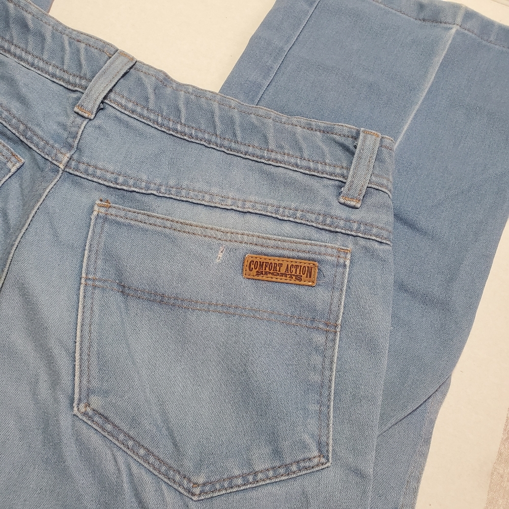 VTG Comfort Action Sports large pocket 32x30 distressed denim blue crease jeans